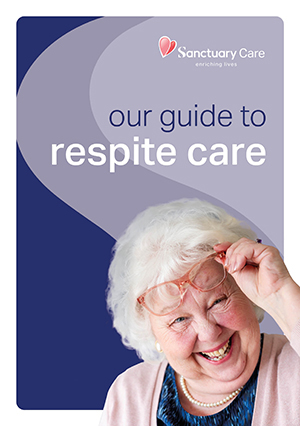 Elderly female resident on the front cover of our guide to respite care