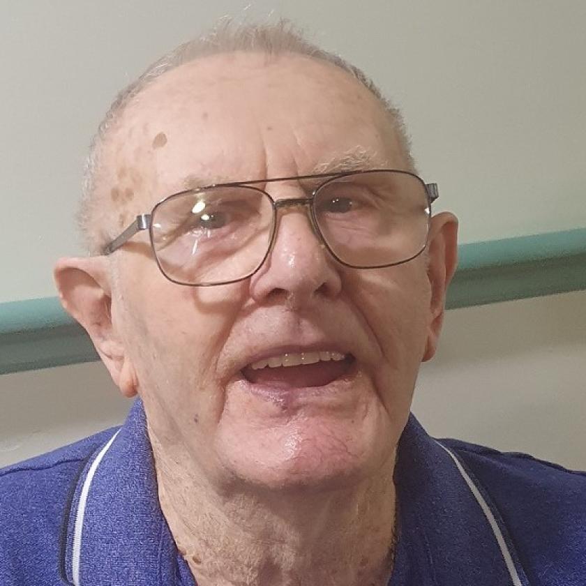 Park View Residential Care Home resident, Jim Hughes, is beaming with happiness